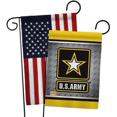 American Army Steel - Impressions Decorative American Applique 2-Sided Polyester 19 x 13 in. Garden Flag
