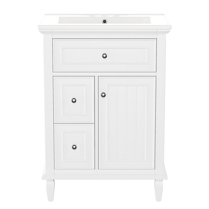 Meuble-lavabo de salle de bain avec lavabo, Blanc