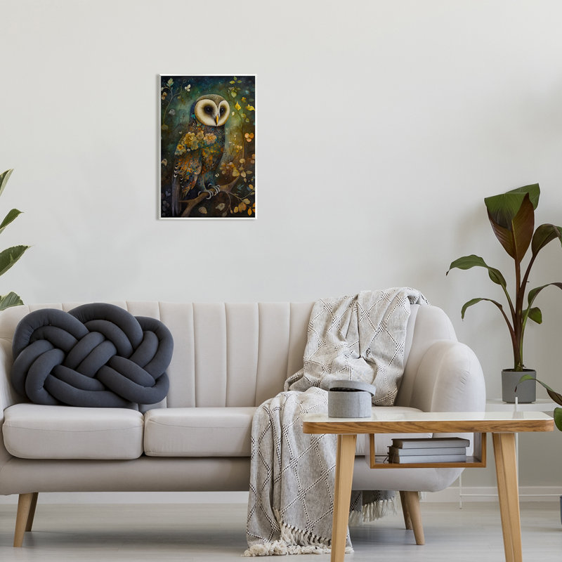 " Patterned Forest Owl ", 19" H x 13" W x 0.5" D