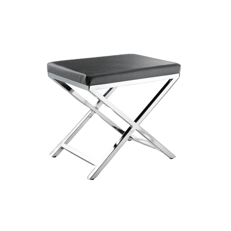 21" Charcoal and Silver Faux Leather Vanity Chair