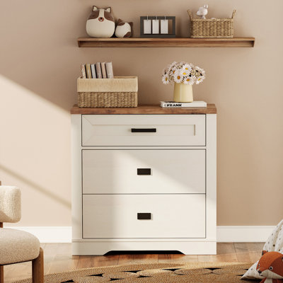 Laziza Modern Farmhouse Wooden 3-Drawer Dresser For Kids
