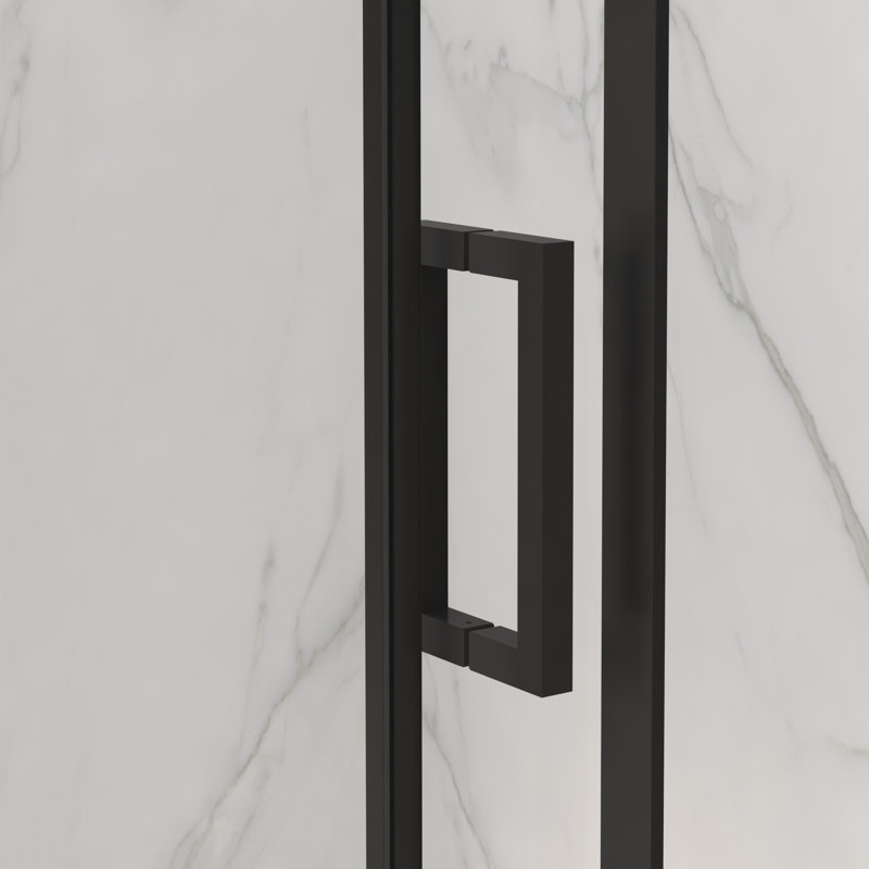 56-60"W x 72"H Frameless Sliding Shower Door,5/16" (8mm) Thick SGCC Tempered Clear Glass,Double Side Easy Clean Coat, Matte Black Finished With Buffer