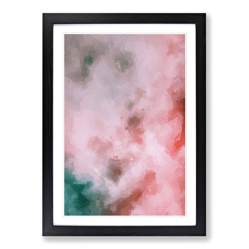 Cloud Colours in Abstract - Picture Frame Painting Print, 87cm H x 62cm W x 2cm D, Black Framed