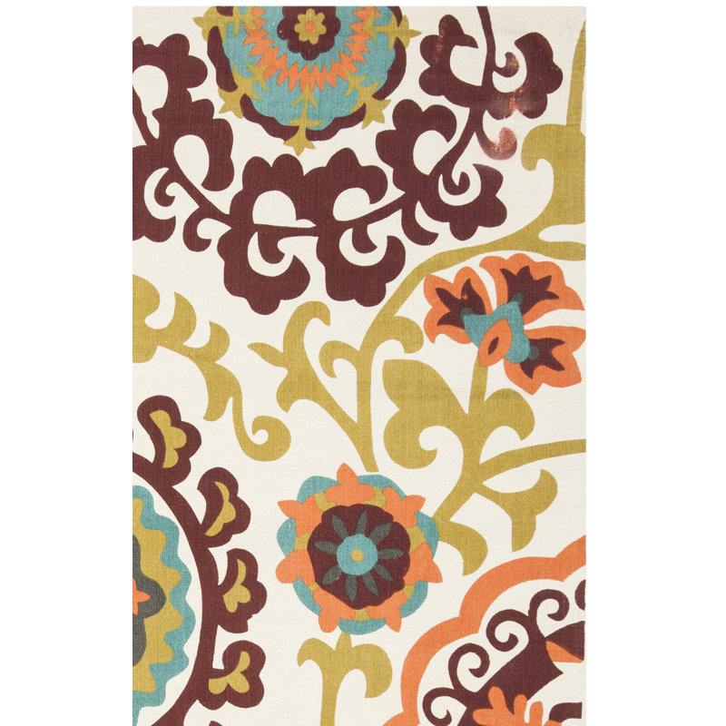 Tapis floral ivoire et orange Blair, Rectangle 2 pi 3 po x 3 pi 9 po
