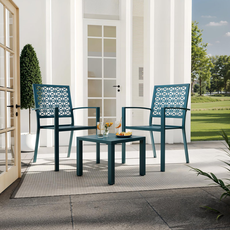 2 - Person Patio Dining Set Square Table, Blue