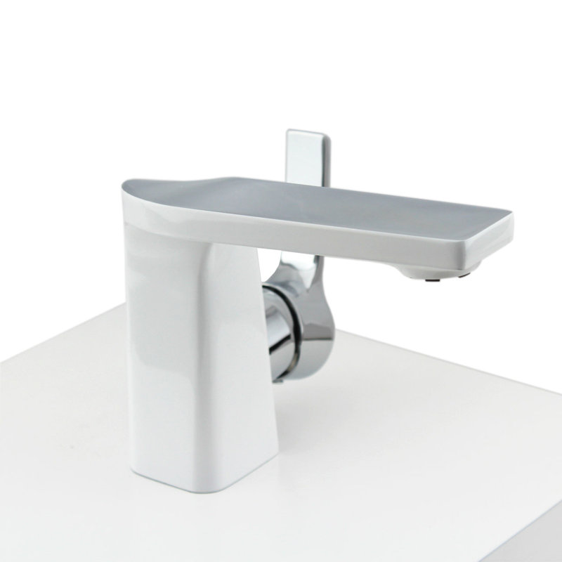 Single-handle Bathroom Faucet, White/Chrome