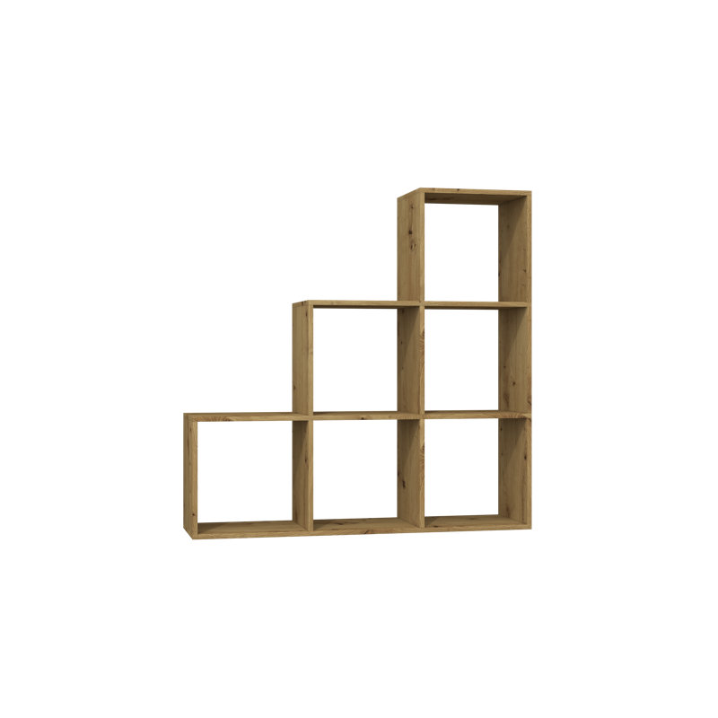 Hamlett 115cm H x 115cm W Step Bookcase, Artisan Oak