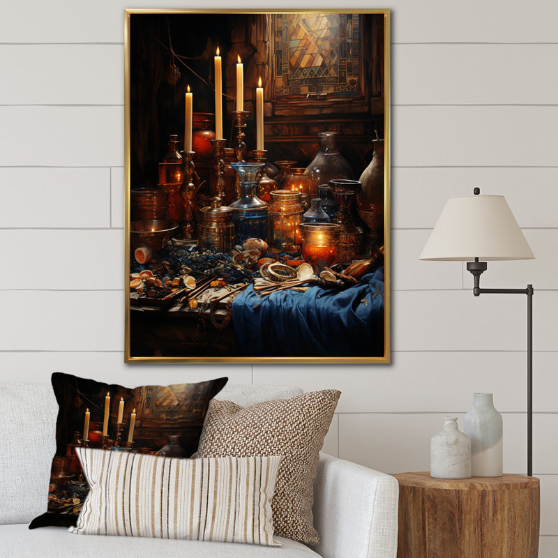 Égypte, offrande Divine sur toile, H 20 po x l 12 po x P 1 po, Cadre flottant doré