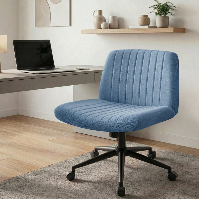 Keyri Criss Cross Office Desk Chair With Dual Wheels, Blue, Dual Wheel, Fabric