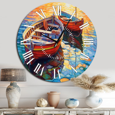 Two Boats In The Harbor I - Nautical & Beach White Face Wall Clock