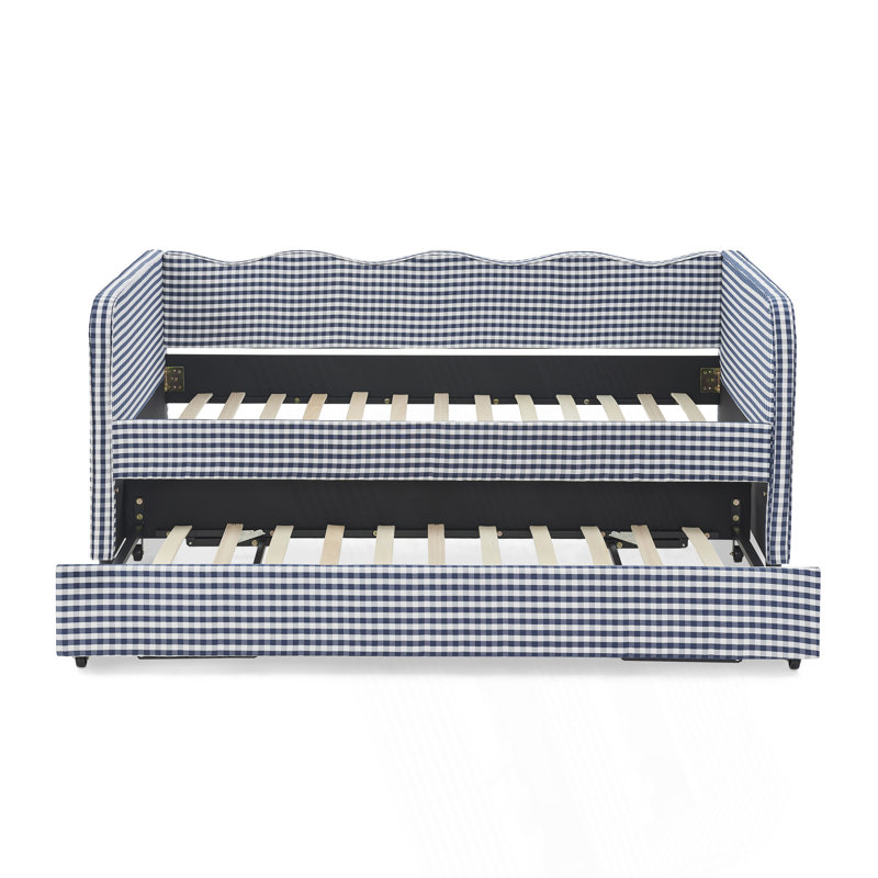 Lit de jour simple, canapé-lit convertible 3-en-1 polyvalent avec lit gigogne escamotable et poches de rangement latérales