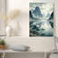 Fleurs de lotus et montagnes brumeuses, tableau sur toile à l'encre bleue-400584783