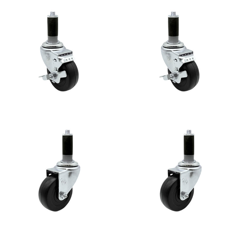 4-Piece Hard Rubber Caster Set