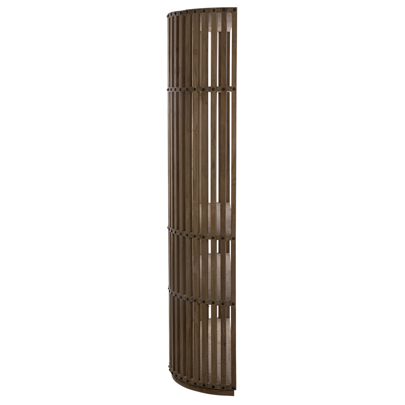 Opal Curved Teak Bookcase with Round Metal Accents