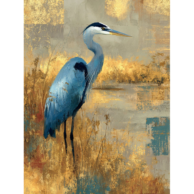 «Autumn Glow Heron», art mural sur toile tendue, H 36 po x l 24 po
