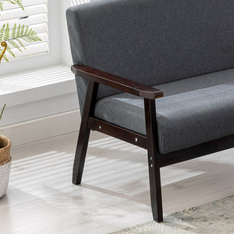 Causeuse gris foncé Bari, Gris foncé, Bois espresso