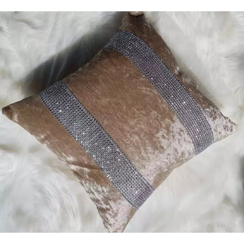 Dimante Crushed Velvet Cushion Covers 45X45, Beige
