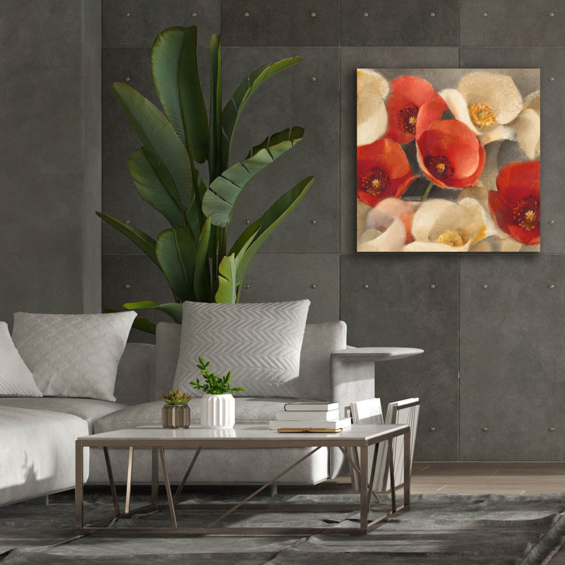 Toile épique Graffiti «Poppies Bloom 2» par Albena Hristova, 37 po x 37 po