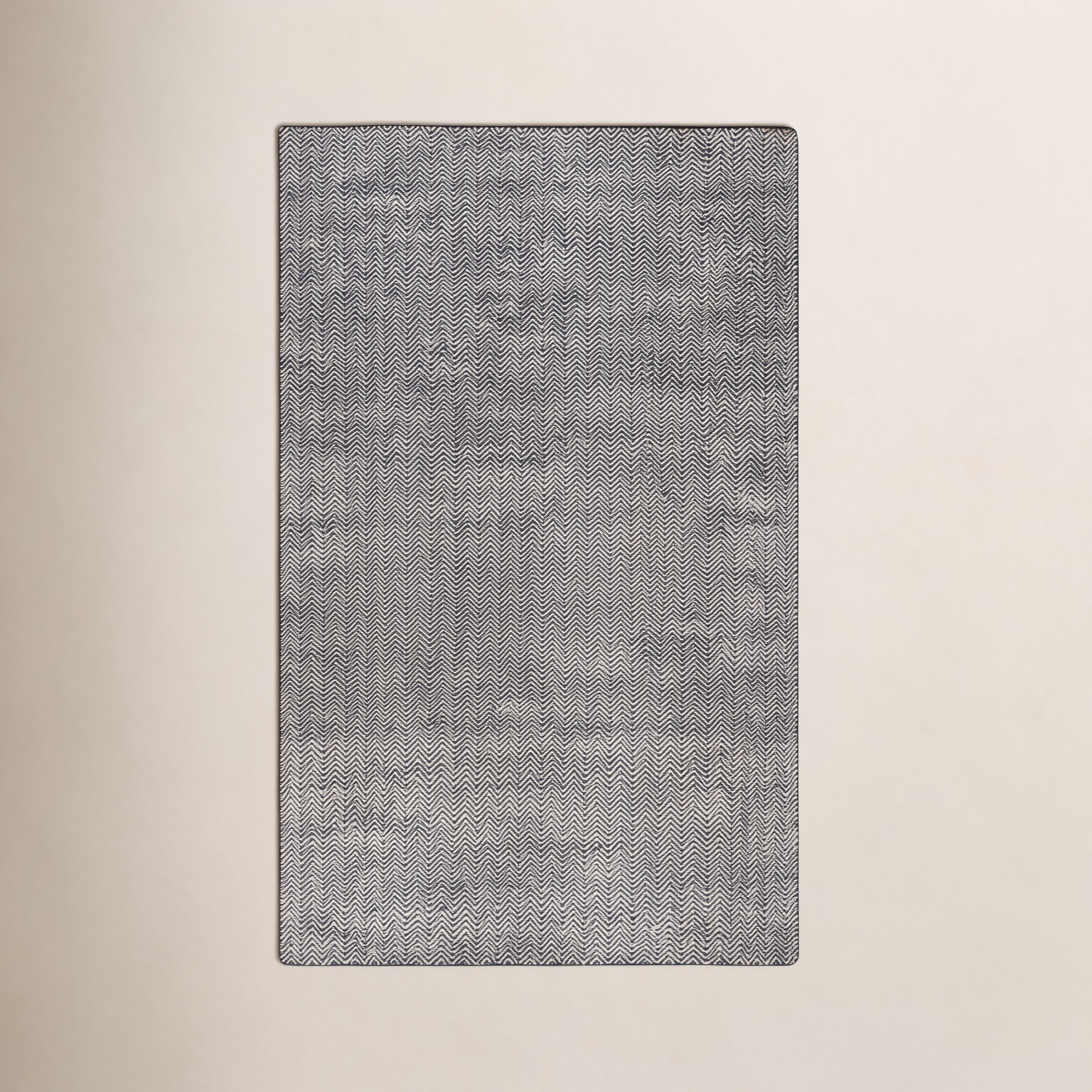 Rita Black White Hand-Woven Chevron Wool Rug, Rectangle 5' x 8'