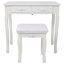 Ensemble de coiffeuse blanche princesse avec miroir et tabouret rembourrés, éclairage d'ambiance, table de maquillage en bois à 4 tiroirs pour chambre de fille, coiffeuse avec grand espace de rangement