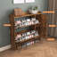 Armoire de rangement rustique à chaussures brun avec miroir, tiroirs rabattables et conception anti-basculement