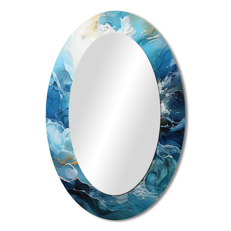 Miroir mural moderne bleu Goldn Wave Symphony II - bleu, 36 po x 24 po