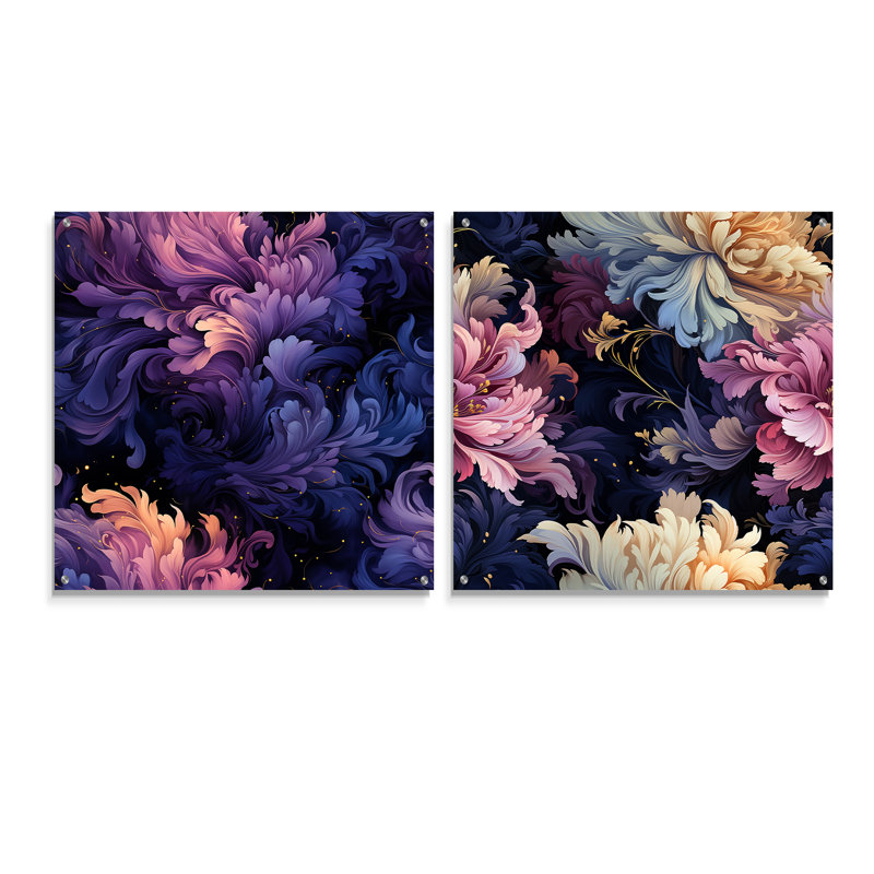 Daniella - Ensemble de 2 peintures murales abstraites en acrylique, H 30 po x l 61 po