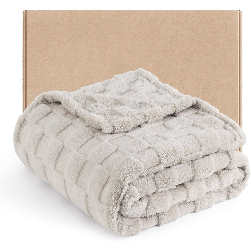  Jeté en polaire à carreaux doux et confortable pour lit et canapé., L 60 po x L 80 po, Rose
