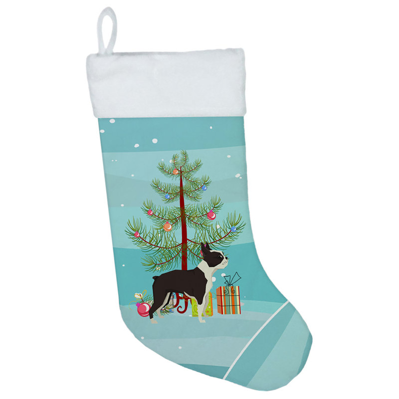 Chaussette de noël joyeux de noël, Boston terrier noir