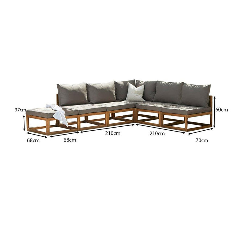 Rimasha Garden Lounge Set with Cushions, Beige