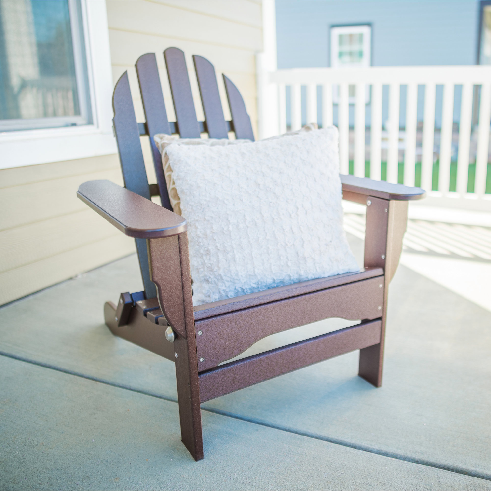 Leighton Plastic Folding Adirondack Chair, Chocolate
