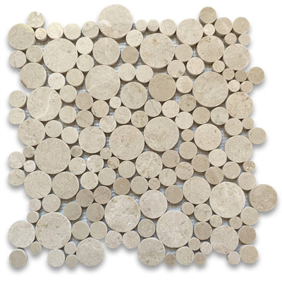Crema Marfil Marble Bubble Round Paramount Mosaic Tile Polished