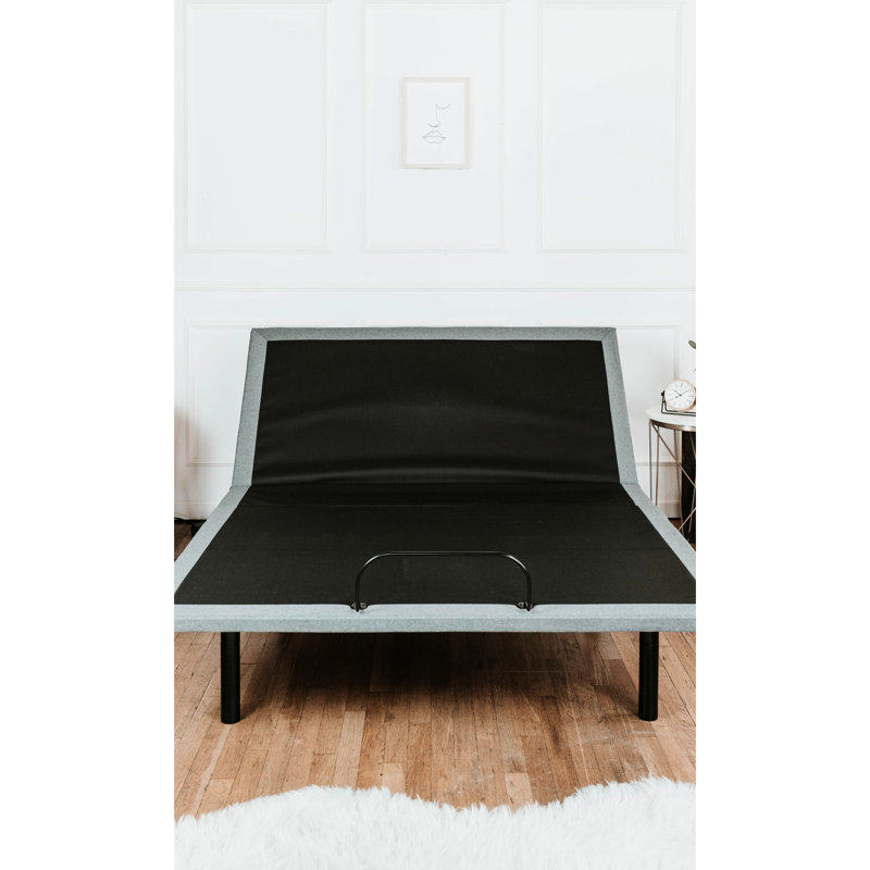 Base de lit Btx5 - Assemblage facile, aucun outil requis, moteur 6000N tête / pied, 4 positions de mémoire réglables noires et grises, revêtement non tissé, profondeur de 55 po