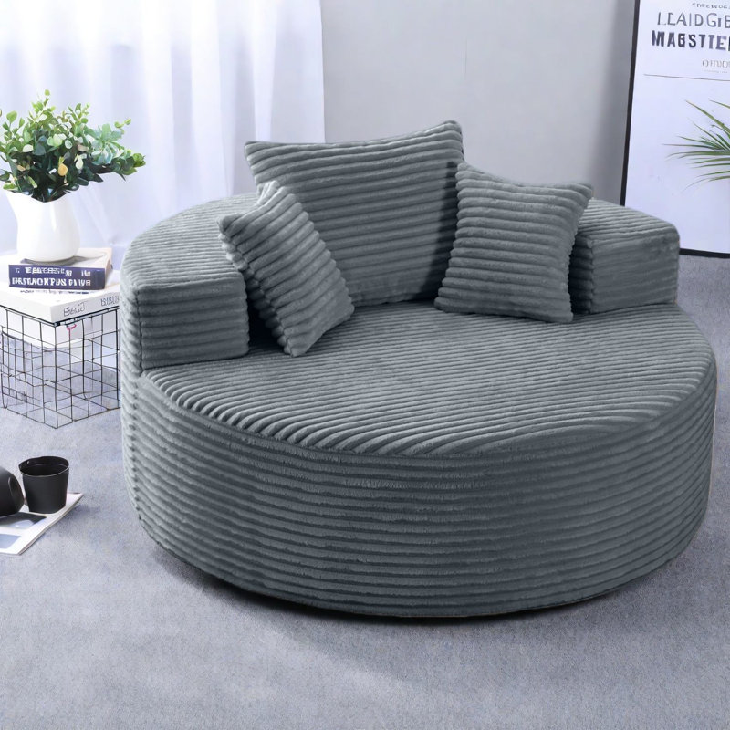Fauteuil d'appoint moderne et peu encombrant, velours côtelé gris, idéal pour le salon et la chambre à coucher