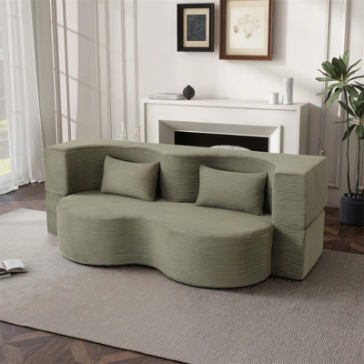 Canapé-lit 2 en 1 pliable avec mousse à mémoire de forme, revêtement en fausse fourrure et 2 coussins pour plus de confort et d'espace