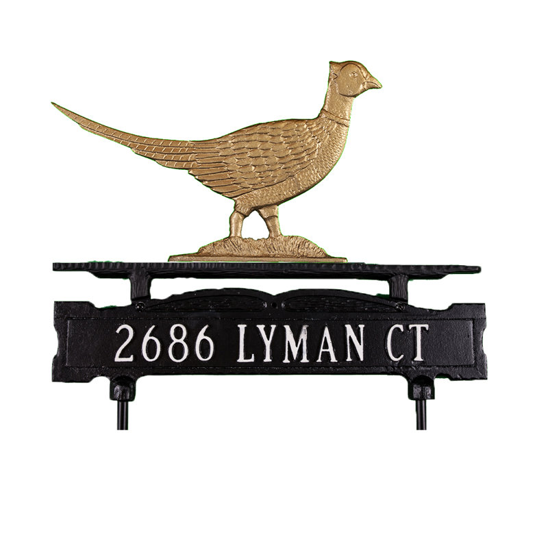 Plaque d'adresse pour pelouse 1 ligne Pheasant, Oui, Bronze doré