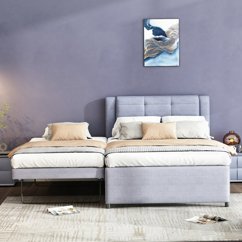 Lit plateforme double avec lit gigogne et lit gigogne double