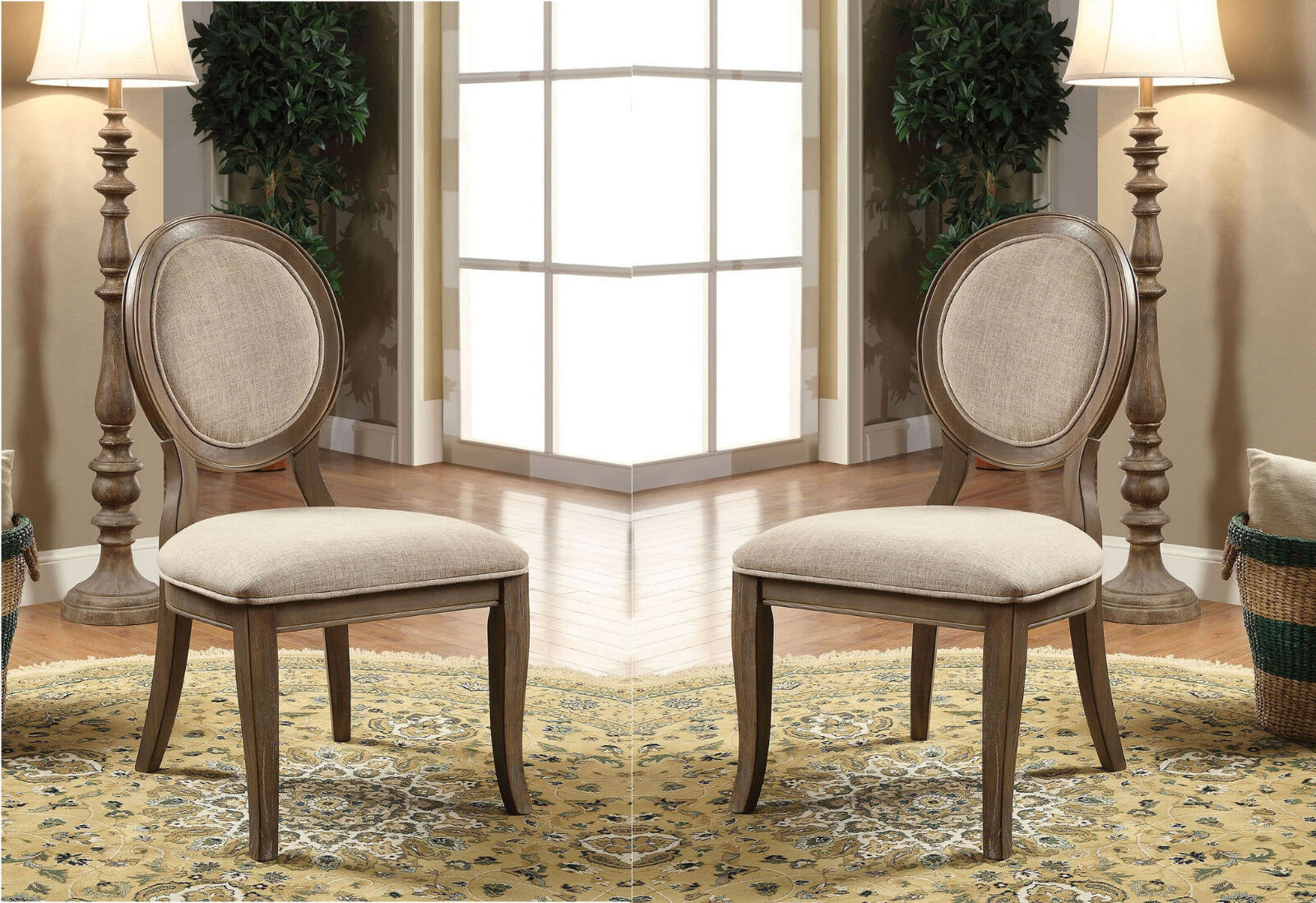 Oryana Tufted King Louis Back Side Chair in Cream/Dark Cocoa