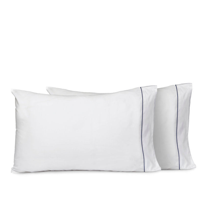 Luce Pillow Case, Standard Pillowcase, White/Midnight Blue