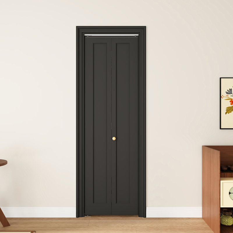 24" x 80" 1 Panel Prefinished\Laminated Black Hollow-Core Composite Interior Bifold Closet Door, 24" x 80"