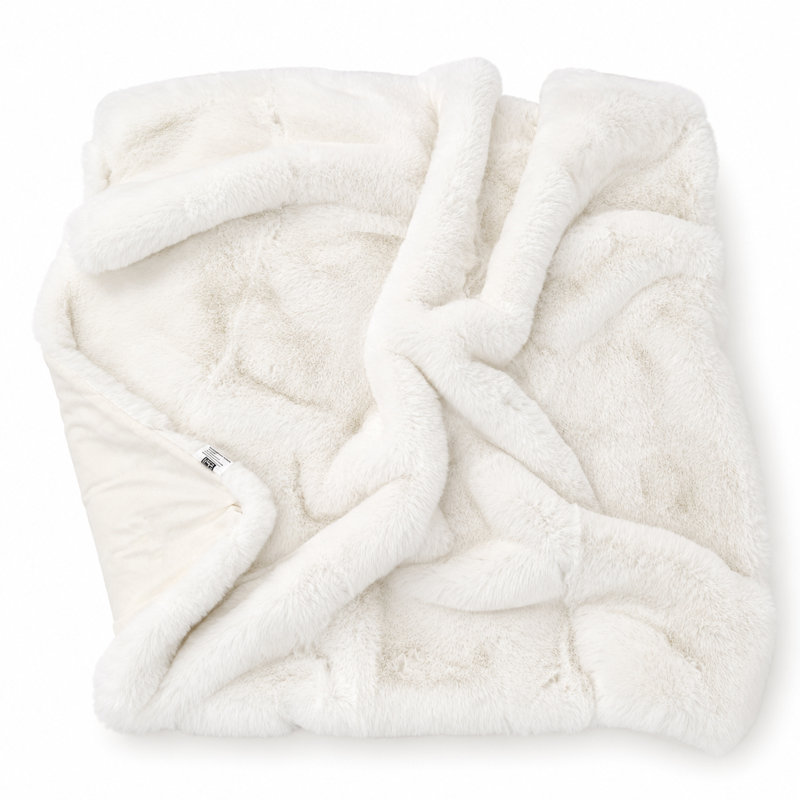 Jeté en fausse fourrure, White, 80" L x 60" W