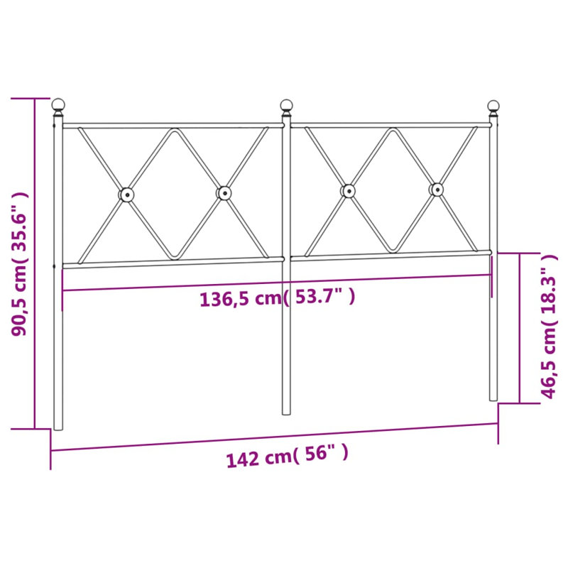 Anzor Metal Headboard, Double - 135 x 190 cm, White