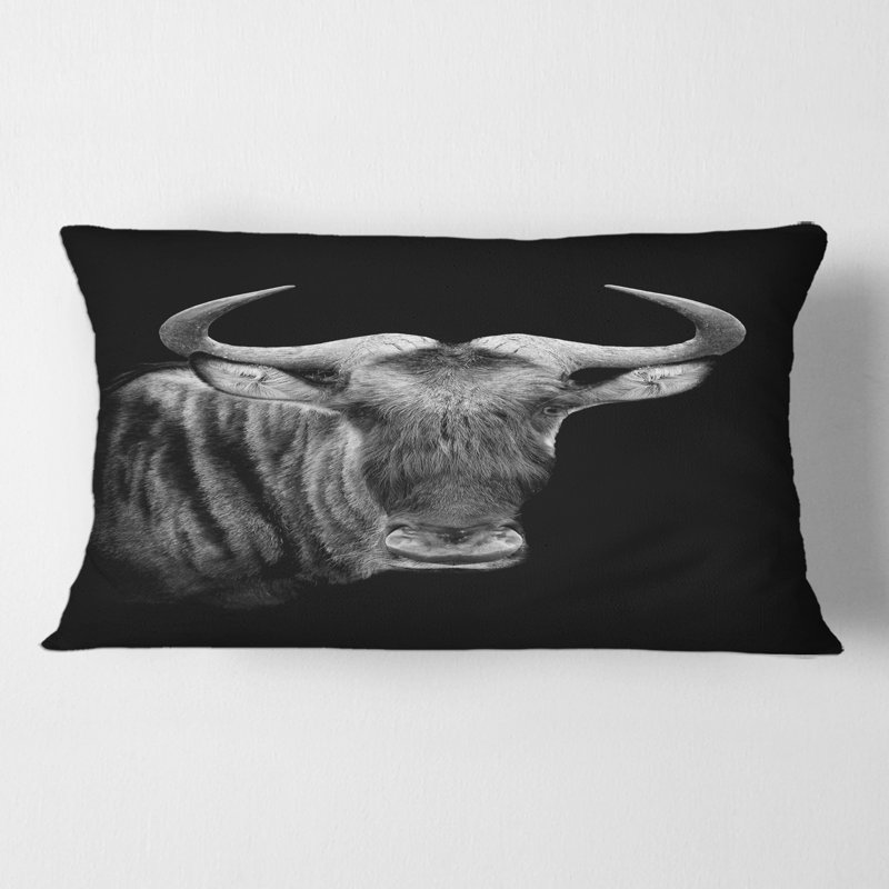 Housse de coussin rectangulaire et insert monochrome Portrait de gnou