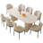70.86" Modern Rectangle Cream White Dining Table Set with 8 Chairs for Kitchen, Bar, Living Room-423033014-423033008