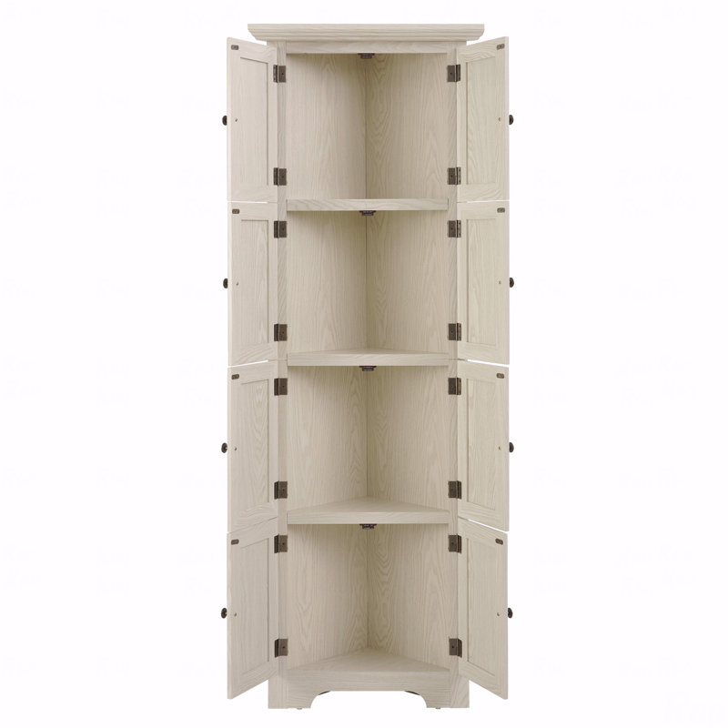 Grande armoire de rangement avec 8 portes pour la salle de bain, le salon et la cuisine, Blanc