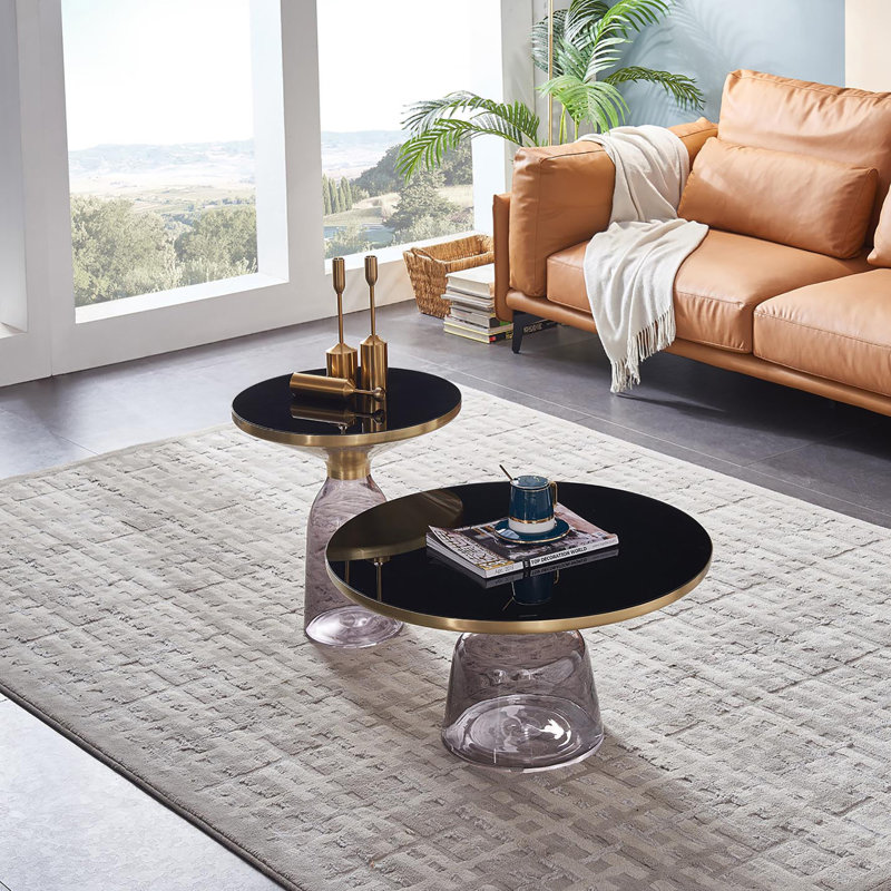 Glass Top Living Room Table Set