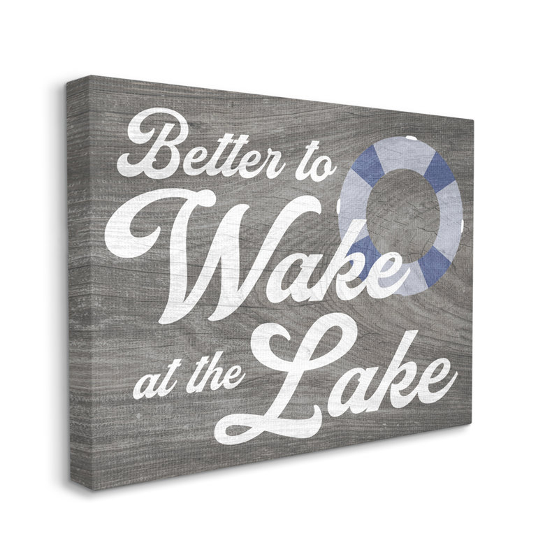 «Wake At Lake Rustic Cabin» signe de la vie, anneau surdimensionné encadré blanc, art texturé par Lil '' Rue, Toile tendue