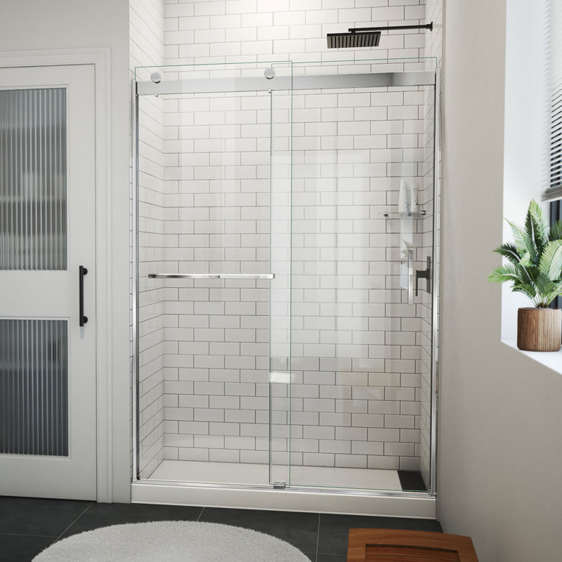 Sapphire-V 50cm W x 76cm H Frameless Tub Door with, Chrome/Clear