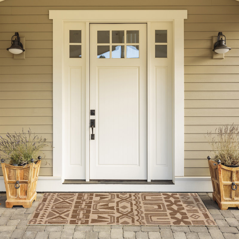 Reyn Spooner Tradewinds Huli Brown Hawaiian Tropical Polypropylene Flatweave Indoor/ Outdoor All Weather Area Rug