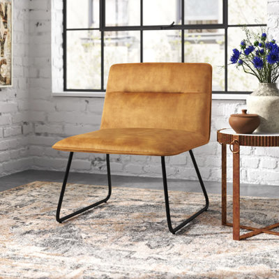 Klara 24.8" Wide Upholstered Slipper Chair with Metal Sled Base